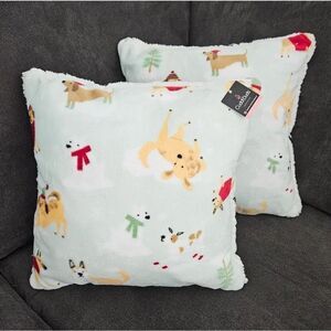 Cuddl Duds Winter Dog Print Throw Pillows Set Of 2